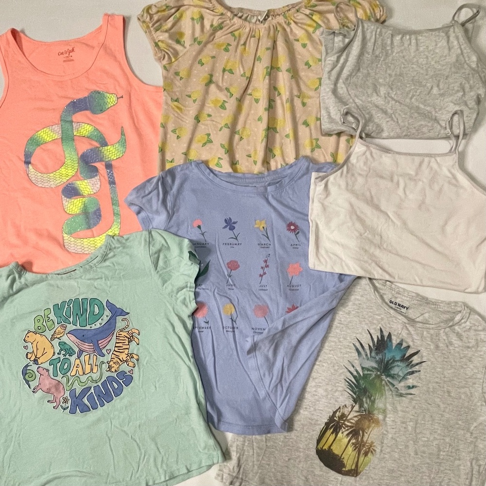 Bundle 7 T-shirts & Undershirts Girls Size 10/12 Medium/Lg Old Navy/ Gap Kids